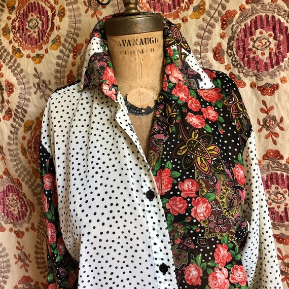 Vintage multi print blouse bohemian gypsy vibe bl… - image 5
