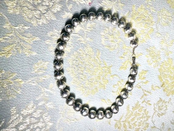 Vintage Mexico silver beads choker marked uniform… - image 3