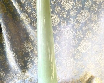 Signed Henry Dean Art Glass Tube Vase, Greenish Yellow, Modern