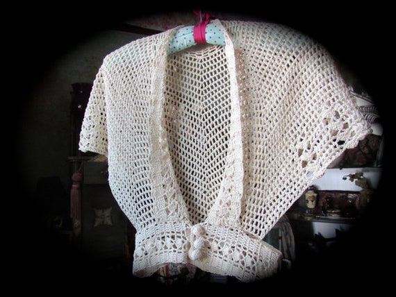 Vintage crochet jacket, alternative wedding, 30s 4