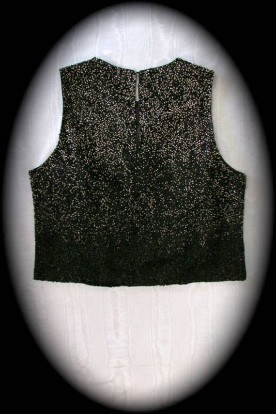 Beaded Crop top. Cache top Black Sleeveless Beade… - image 4