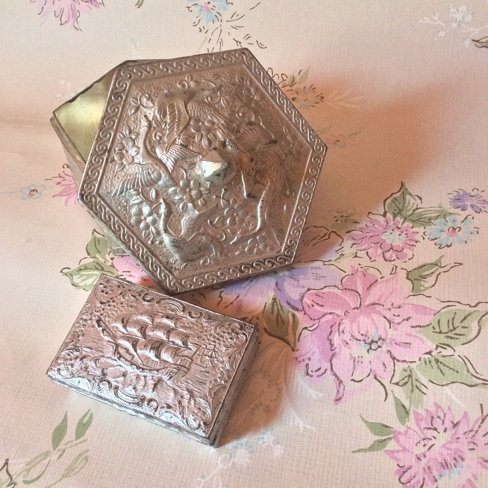 Vintage Metal Boxes Stamp Storage and Moisten Box Silver Etsy UK