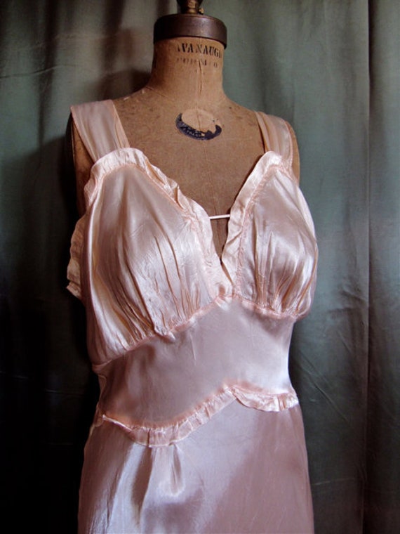 40s blush bias satin nightgown, street wear night
