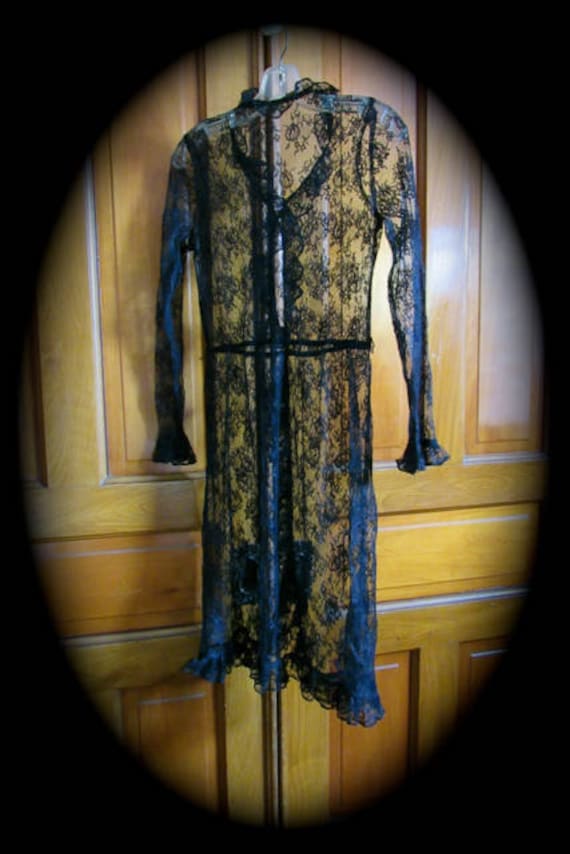 Vintage Lace Dress, black Lace dress, Lace over dr