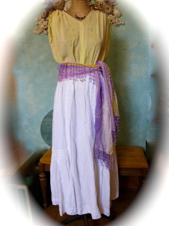 Vintage Linen Skirt, festival skirt, Vintage Linen