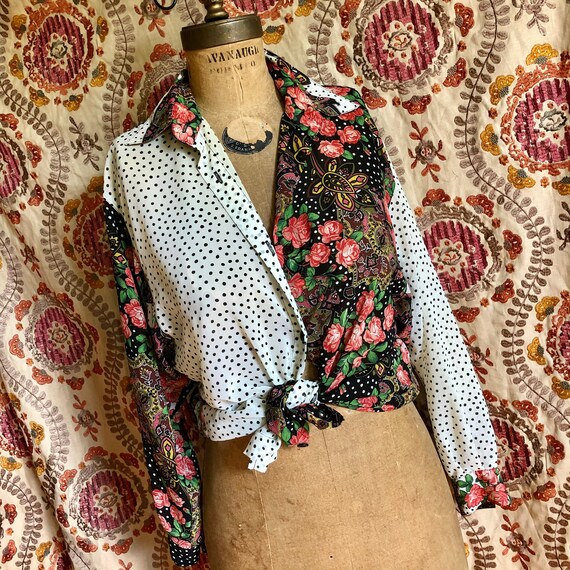 Vintage multi print blouse bohemian gypsy vibe bl… - image 1
