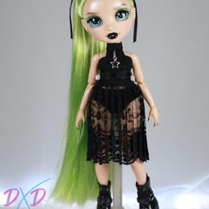 Vêtements pour poupée hauts arc-en-ciel - Ensemble robe en dentelle noire