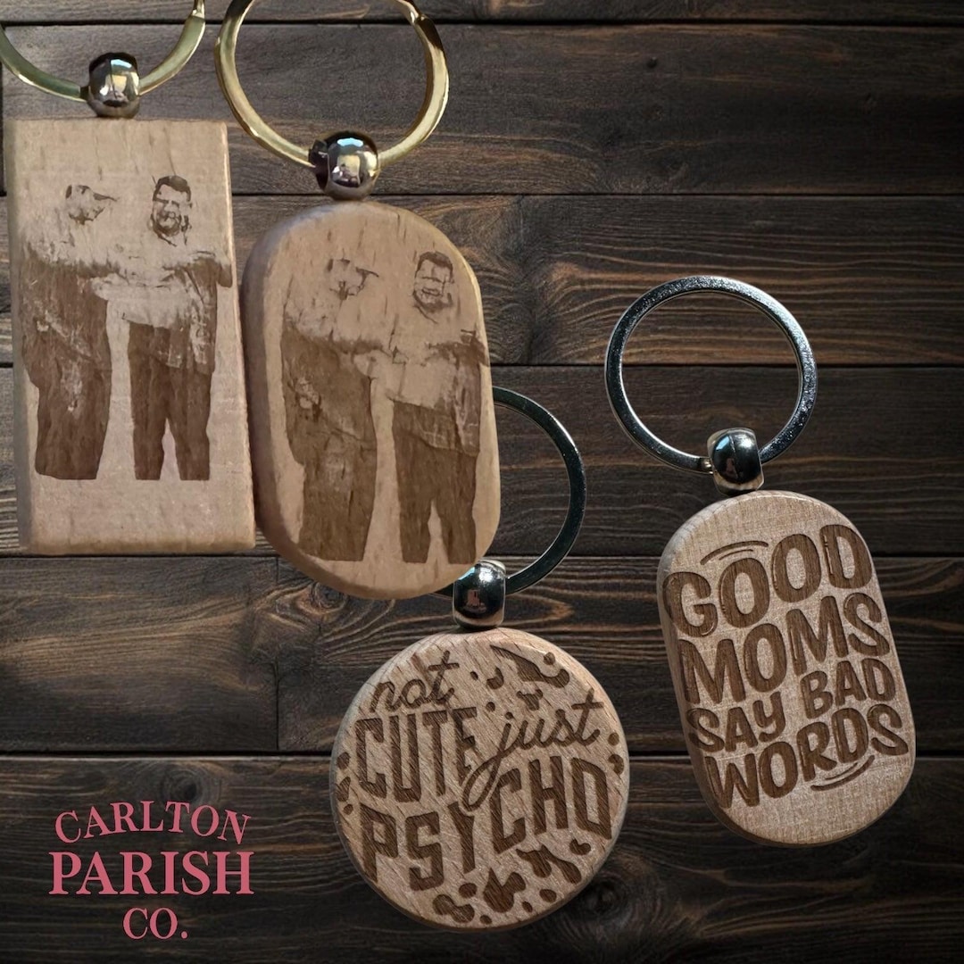 Personalized Bamboo Keychain | Custom Engraved Wood Key Tag, Gift for ...