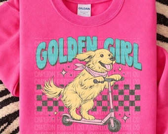 Golden Girl Scooter Dog Shirt, Golden Retriever Graphic Tee