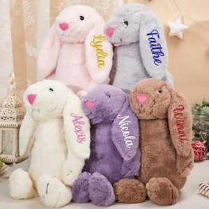 Embroidered Bunny Rabbit Personalized Monogrammed Bunny Newborn Baby Gift Baby Shower Gift Stuffed Animal Flower Girl Gift Easter Bunny Gift