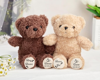 Ring Bearer Bear, Ring Bearer Gift, Ring Bearer Teddy Bear Stuffed Animal, Ring Bearer Proposal, Wedding Bear Gifts, Flower Girl Proposal