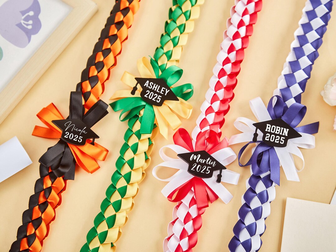 Single Graduation Ribbon Lei & Acrylic Graduation Cap 2025, Custom ...