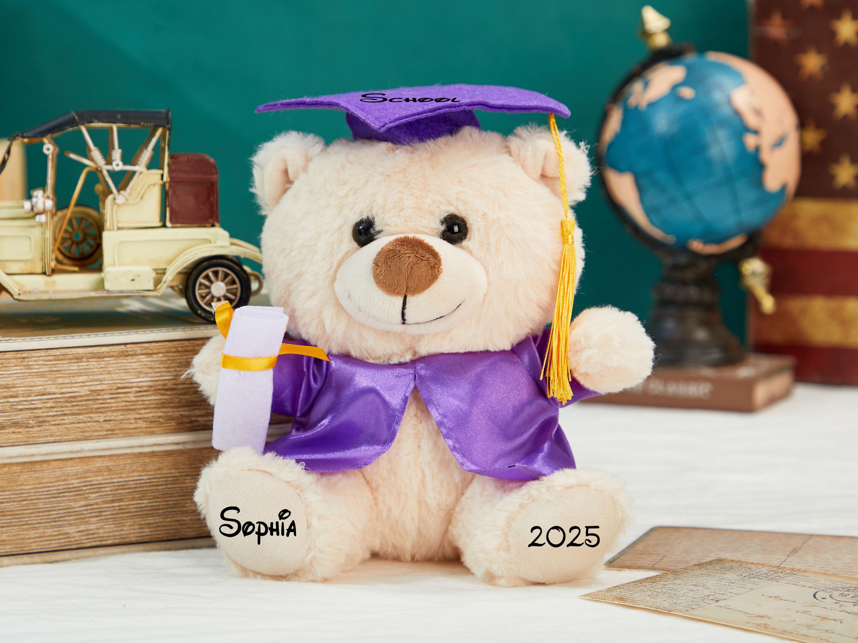 Personalisiertes Graduationbär Plüschtier – Mit Brille & Abschlussschal, 20 Cm, Texteditierbar