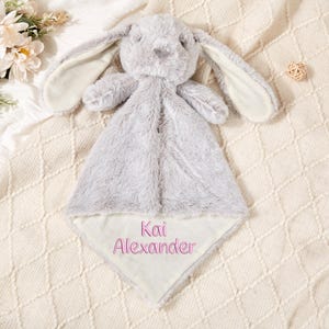 Personalisierte Tier Lovey, Häschen Baby Tröster, Babypartygeschenk, Baby Name Decke, Tier Lovey, Schmusetuch, Geschenke für Baby