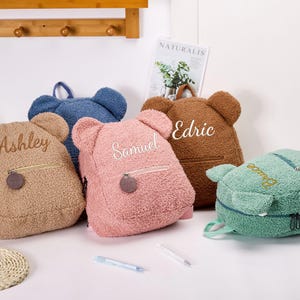 Sacs à dos personnalisés pour bébé, sacs à dos à monogramme pour tout-petit, sac à dos ours en peluche, cartable préscolaire, cadeaux personnalisés pour bébé, cadeaux pour enfants
