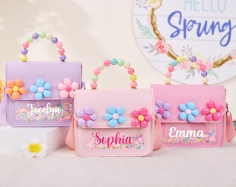 Personalisierte Handtasche für kleine Mädchen, benutzerdefinierte Kleinkind Geldbörse für Mädchen, Blumenmädchen Vorschlag Geschenk Tasche, Baby-Dusche-Geschenke