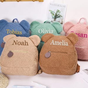 Sac à dos personnalisé ours en peluche, sac à dos pour tout-petit avec nom, sac à dos brodé pour enfants, sac à dos pour école maternelle, cadeau de Pâques, cadeaux pour bébé