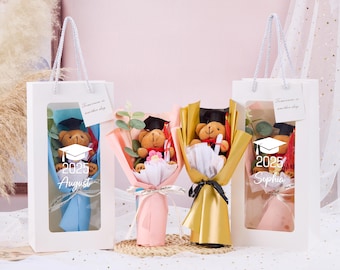 Crochet Graduation Bouquet with Graduation Bear,Graduation Gift,Personalized Graduation Bear,Graduation Teddy Bear,Preschool Graduation Gift
