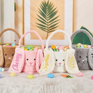 Easter Basket for Kids Personalized Plush Easter Basket Easter Egg Hunt Basket Easter bucket Baby Gift Basket Easter Gift for Kid Girl Boy