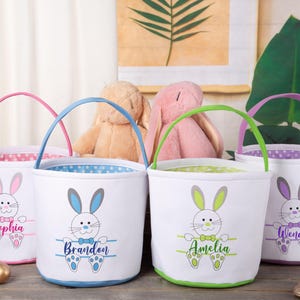 Personalisierter Kinder-Osternkorb, individueller Name Häschenkorb, Kinderkorb, Ostereimer, Monogrammkorb für Spielzeug, Baby-Geschenk, Ostergeschenk