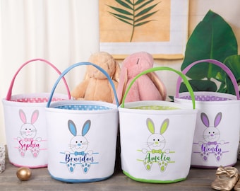 Personalized Kids Easter Basket, Custom Name Bunny Basket, Kids Basket, Easter Bucket, Monogram basket for toys, Baby gift, Easter Gift