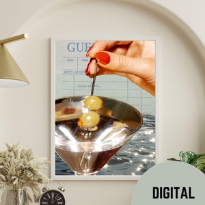 Martini by the Sea, Rachunek Gościa, Bubbly Cheers, Happy Hour Wall Art, Dekoracja Bar Cart Vibey, Wydruki Alkoholowe