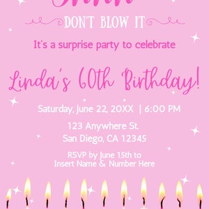 Shhh Don&#39;t Blow It - Birthday Invite