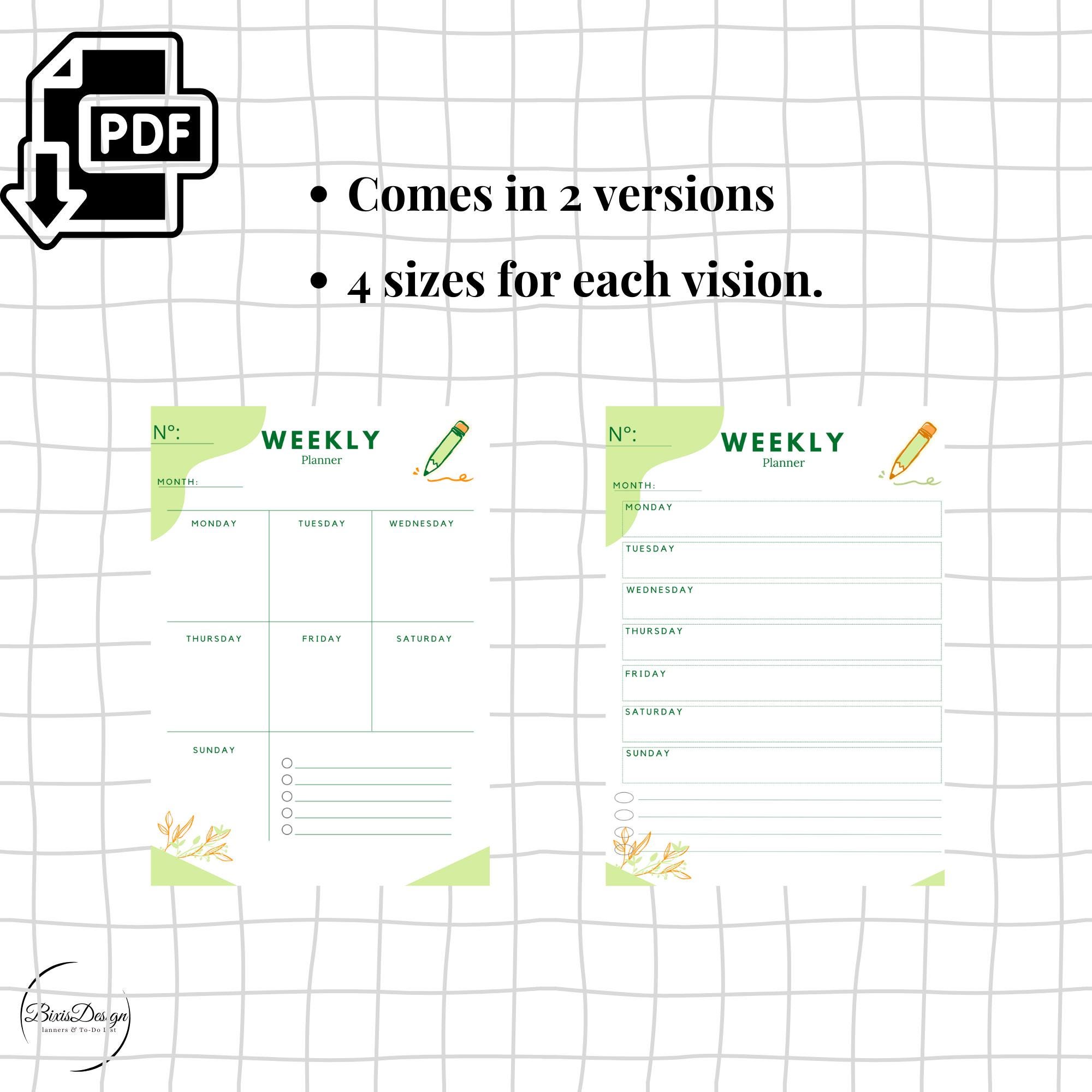 Printable, Digital Weekly Planner PDF Weekly Organizer Weekly to Do ...