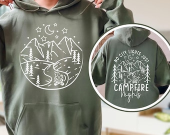 No City Lights Just Campfire Nights Hoodie, Campfire Sweater, Family Camping Gift, Camp Lover Sweatshirt, Adventure Hoodie, Camp Life Sweat
