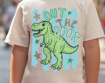 Camiseta de dinosaurios para niños, camiseta de dinosaurios para salir de casa, camiseta para el último día de clases para niños pequeños, camiseta de T-rex para niño, regalo de verano para niños, camiseta de fin de año