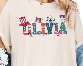 Comfort Colors® Custom Name 4th Of July Shirt, American Family Shirt, USA Shirt, Patriotic Mom, Dad Shirt, Independence Day Shirts For Women