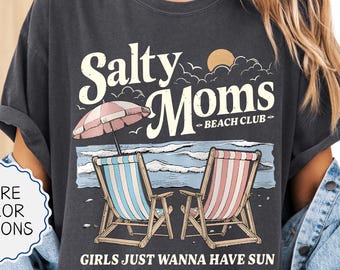 Comfort Colors® Salty Moms Beach Club Shirt, Summer Vacation Tee, Aesthetic Beach Shirt, Girls Trip Shirt, Beach Lover Gift, Beach Party Tee