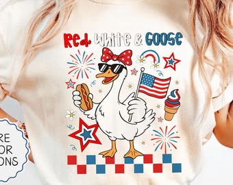 Comfort Colors® 4th of July Goose Shirt, Patriotic Goose Shirt, Red White and Blue, Independence Day Gift, Silly Goose Shirt, American Meme