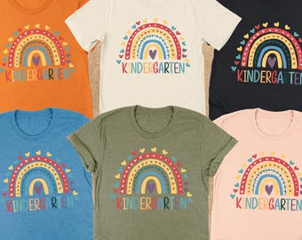 Kindergarten Teacher Shirt, Rainbow Tee, Teacher Matching, Kindergarten Teacher Gift, Women Teacher,First Day of School,Back To School Shirt