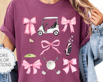 Comfort Colors® Preppy Coquette Golf Shirt, Golf Lover Shirt, Golf Season Tee, Golf Tournament Shirt, Golf Wives Social Club, Golf Lady Gift