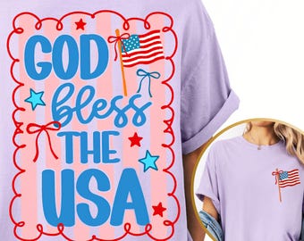 Comfort Colors® God Bless America Shirt, USA Flag T-shirt, 4th of July For Women, Independence Day, American Flag Shirt, Patriotic Girl Tee