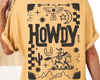 Comfort Colors® Howdy Shirt, Western Cowboy Shirts, Country Shirt, Cowboy Graphic Shirt, Trendy Cowgirl Shirt,Western Shirt Women,Cowboy Tee
