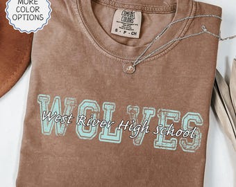 Camiseta personalizada para equipo escolar Comfort Colors®, camiseta de fútbol americano para instituto, camiseta con mascota del equipo, camisetas con el nombre del colegio, camiseta personalizada para equipo deportivo.
