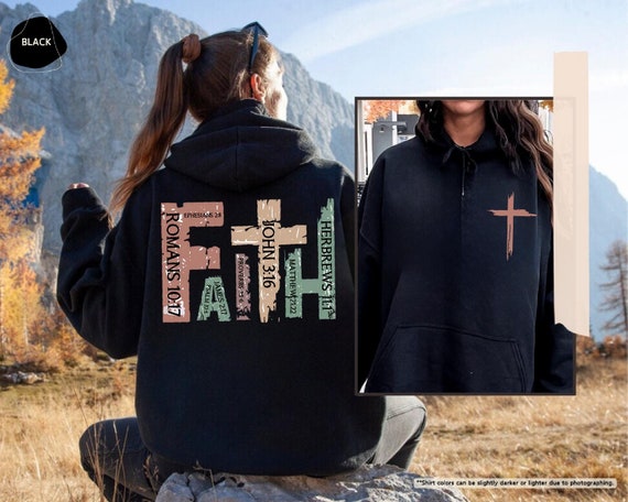 Christian Faith Hoodie, Faith Cross Sweatshirt, Bible Verse Hoodie, Women Christian Gift, Religious Hoodie, Church Sweatshirt, Faith Gifts
