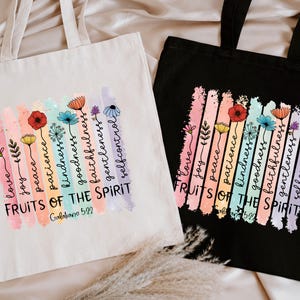 The Fruits Of The Spirit Tote Bag, Christian Tote Bag, Women Religious Gift, Floral Christian Tote Bag, Bible Verse Tote Bag, Faith Tote Bag