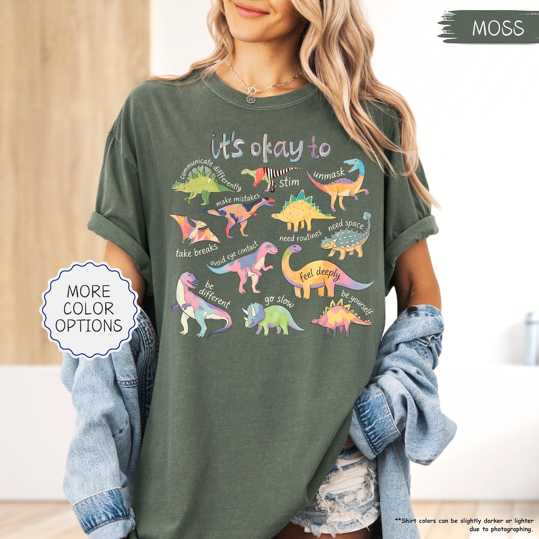 Comfort Colors® It’s Ok To Be Different Autism Dinosaur Shirt, Autism Awareness Shirt, Neu