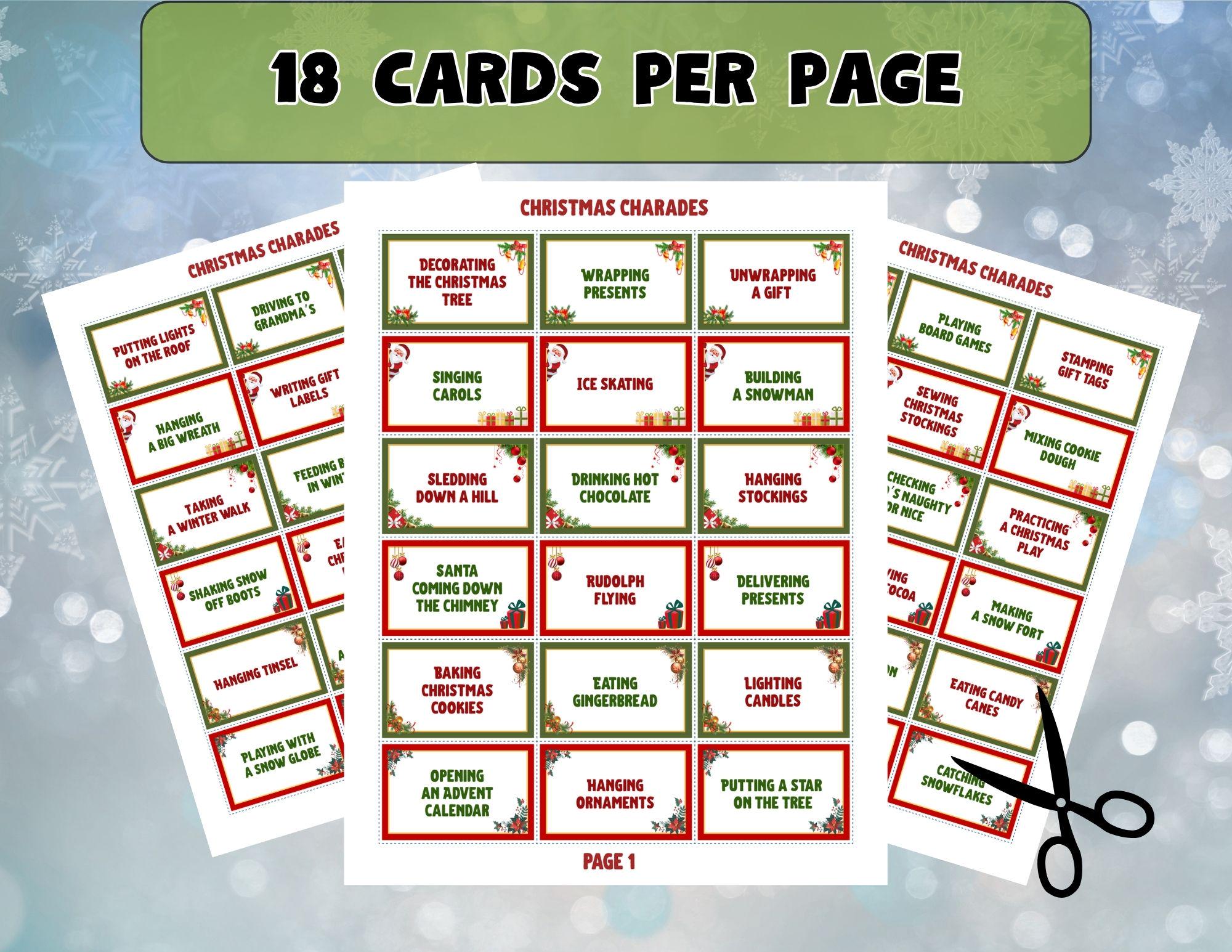 Christmas Charades Game • 108 Printable Holiday Cards (instant Download ...