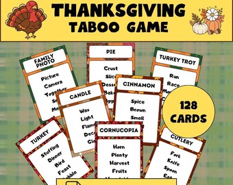 Thanksgiving Forbidden Words Game, Friendsgiving Party Activity, Digital Download