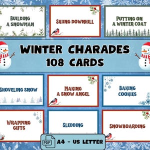 Winter Charades Game • 108 Printable Family Cards (instant Download) - Etsy
