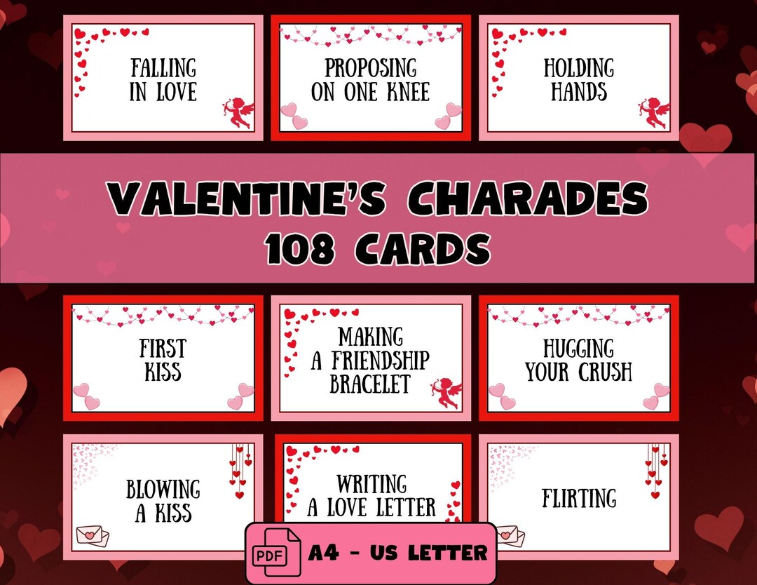 Jogo de Charadas de Dia dos Namorados – 108 Pistas Românticas e ...