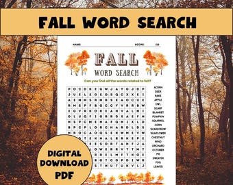 Autumn Word Search Game | Fall Activity, Classroom Fun (Digital Download)