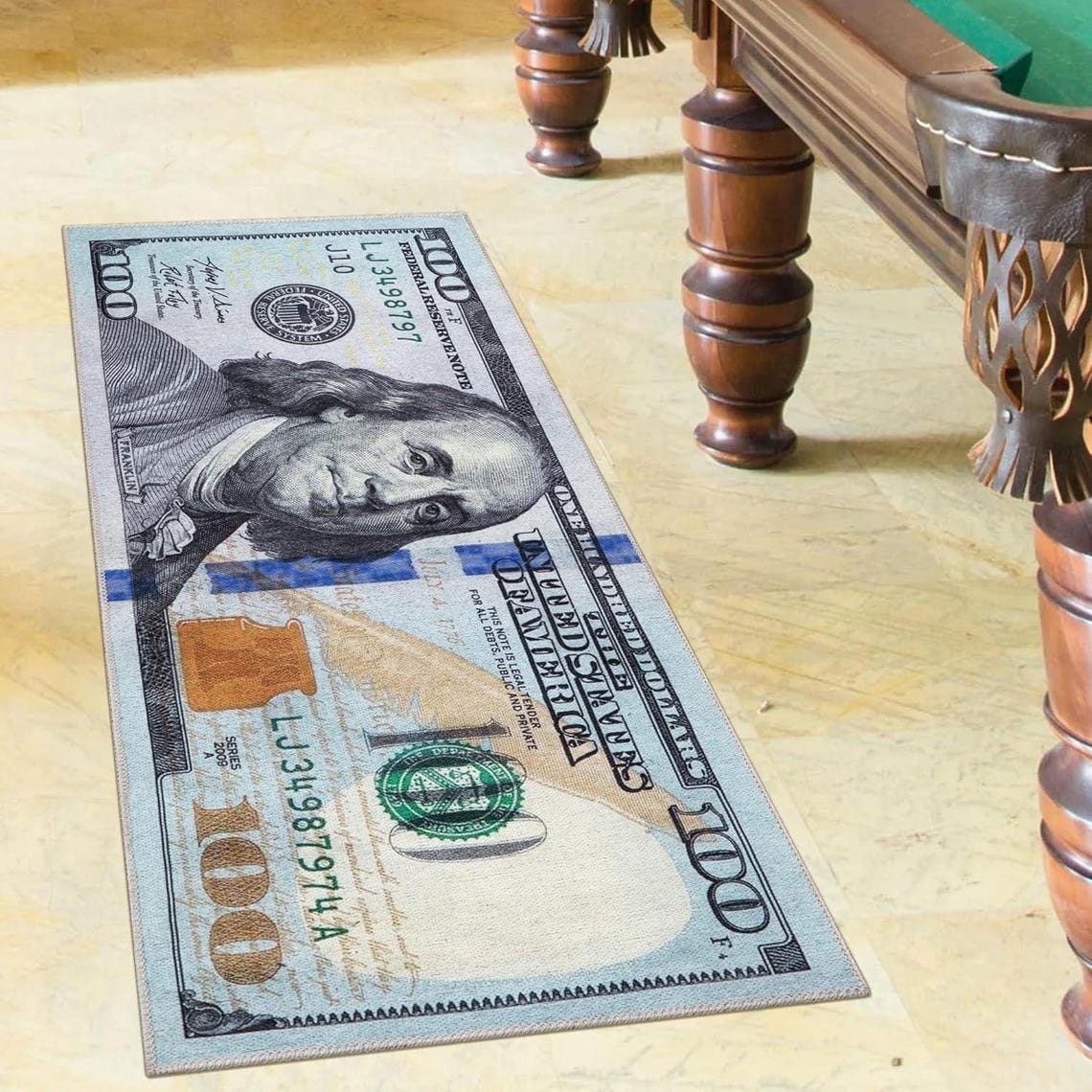 100 Dollar Bill Rug - Money Runner Rug for Living Room, Kitchen ...