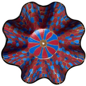 Vinyl Record Hand Painted in Red and Blue. "Magical Bliss" (PR82)