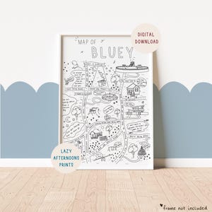 Mappa del cane danzante blu / mappa del cane blu, mappa delle citazioni, decorazioni per la camera dei bambini, mappa dei cartoni animati per bambini, decorazioni per la camera delle ragazze, decorazioni da parete per ragazzi