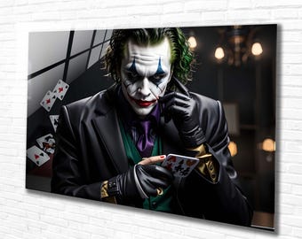 Classic Joker Tempered Glass Wall Art Abstract, Panoramic Wall Art,Extra Large Wall Art, Houeswarming Gift, Office Gift, Modern Wall Hanging